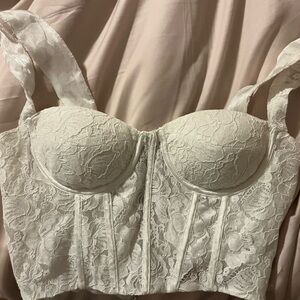 Aqua Lace Bustier / corset top in white- new w tags from Bloomingdale’s